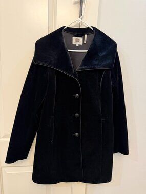 Laundry by Design Black Velvet A-Line Coat | Size Large | Elegant Dress Coat